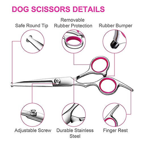 Qpets® Stainless Steel Professional Dog Grooming Shears Set Thinning Straight Curved and Comb for Long Short Hair Cat 12PCS Qpets® Stainless Steel Professional Dog Grooming Shears Set Thinning Straight Curved and Comb for Long Short Hair Cat 12PCS